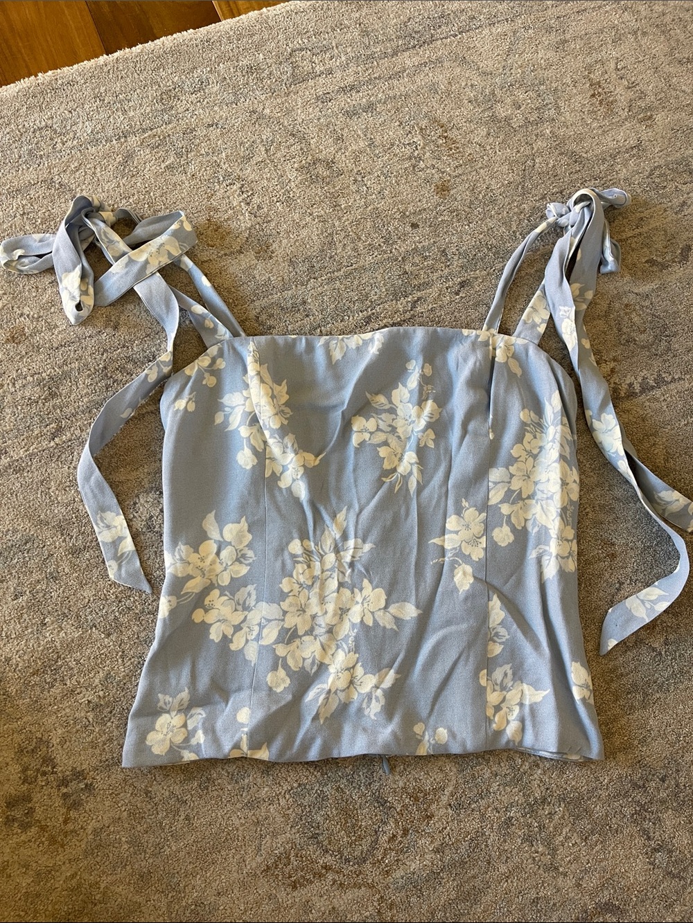 Reformation Light Blue Floral Tie-Shoulder Camisole